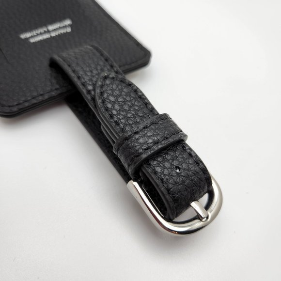 Campo Marzio Designer Pebbled Luxury Leather Luggage Tag- Black - Picture 6 of 7